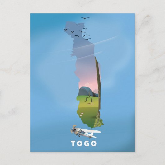 Togo African map travel print Postkarte (Vorderseite)