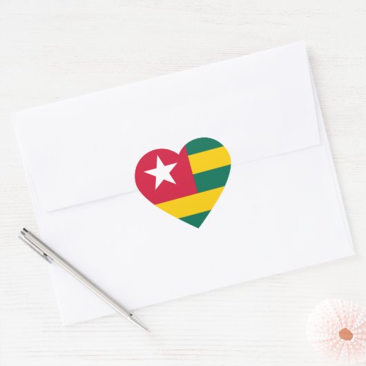 Togo Flag Heftsticker Herz-Aufkleber (Umschlag)