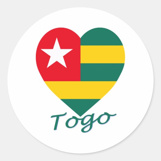 Togo Flag Herz Runder Aufkleber (Vorderseite)