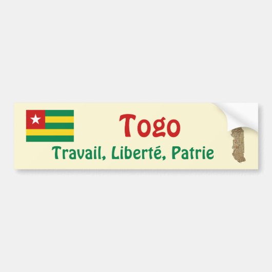 Togo Flag + Map Autoaufkleber (Vorne)