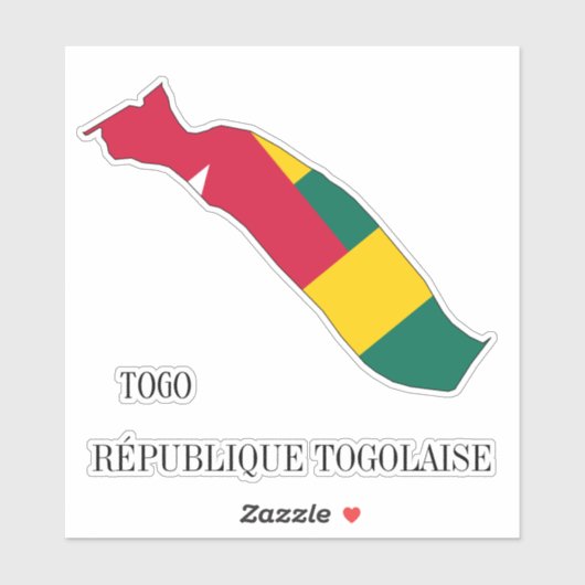 Togo Flag Map-Kontur Aufkleber (Blatt)