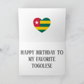 Togo Flag Patriotic Birthday Karte (Innenseite)