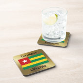 Togo-Flag+Text-Untersetzer Getränkeuntersetzer (Rechte Seite)