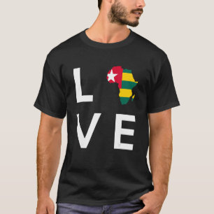 Togo-Flagge Liebe Afrika Kontinent Silhouette für T-Shirt