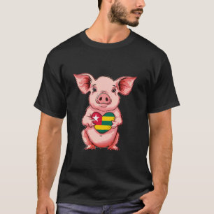 Togo-Flagge Süßes Schwein Herz Togolesische Wurzel T-Shirt
