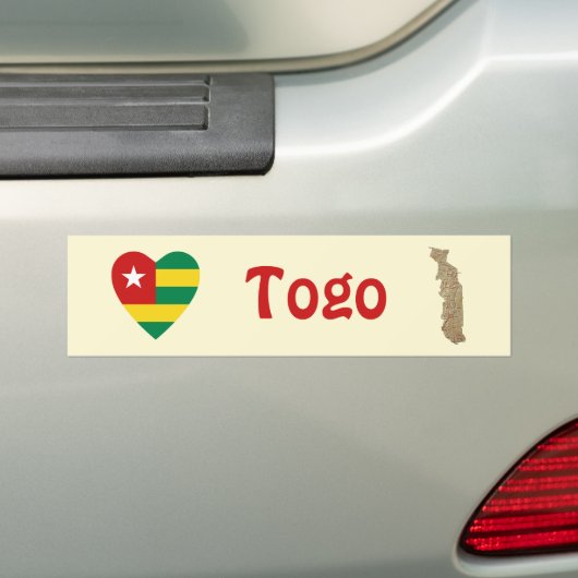 Togo-Flaggen-Herz + Karten-Autoaufkleber Autoaufkleber (Auf Auto)