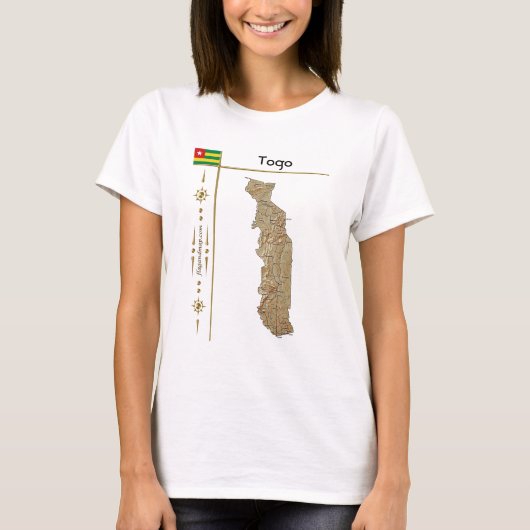 Togo Map + Flag + T - Shirt (Vorderseite)