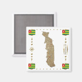 Togo Map + Flags Magnet (Vorderseite/Rückseite)