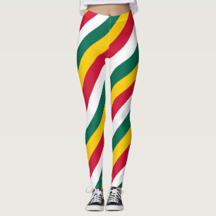 Togo National Flag Colors Diagonal gestreift Leggings