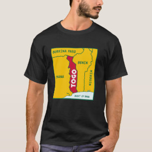 Togo Politische Landkarte in Fahnenfarben. Nachbar T-Shirt