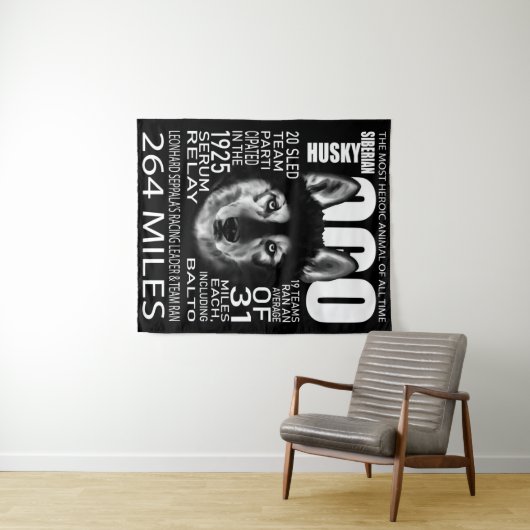 Togo Siberian Husky Cool Husky Dog Face Wandteppich (Beispiel (Horizontal))