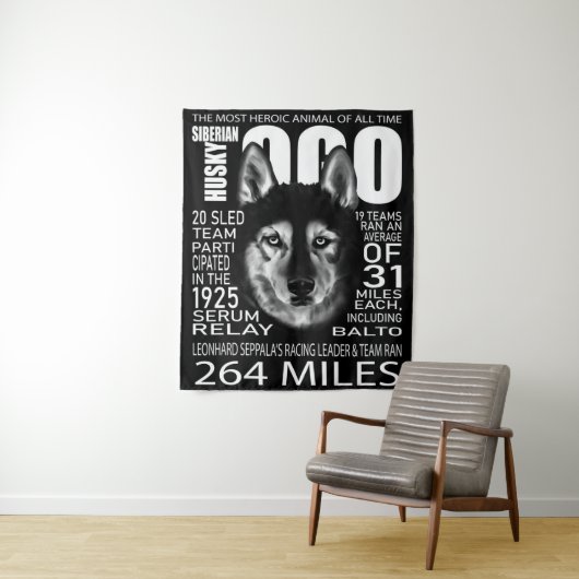 Togo Siberian Husky Cool Husky Dog Face Wandteppich (Beispiel)