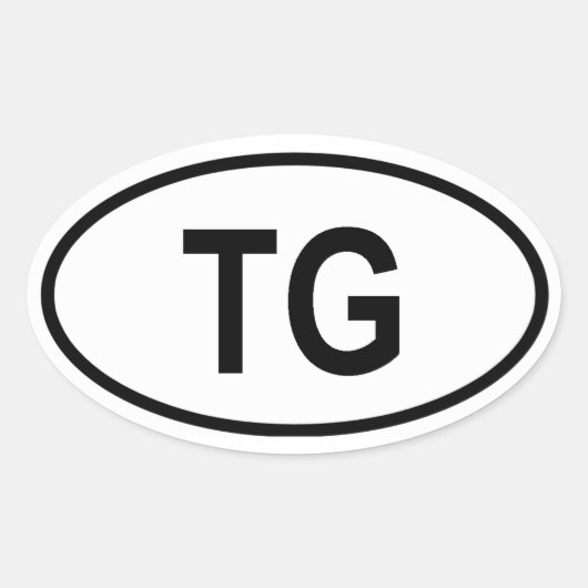 Togo "TG" Ovaler Aufkleber (Vorderseite)