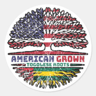 Togo Togolese American USA Tree Roots Flag Runder Aufkleber