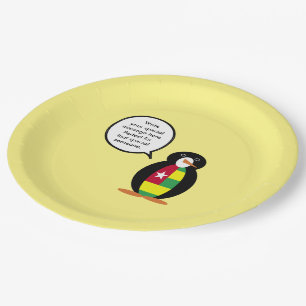 Togolesische Flagge Sprechender Herr Pinguin Pappteller