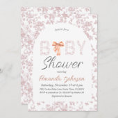 Toile Arch Blush Pink Bow BläsernBaby Dusche Einladung (Vorne/Hinten)