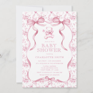 Toile Bär Rosa Mädchen Baby Shower Einladung