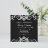 Toile Black n White Damask Brautparty Einladung (Stehend Vorderseite)