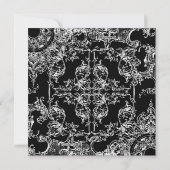 Toile Black n White Damask Brautparty Einladung (Rückseite)