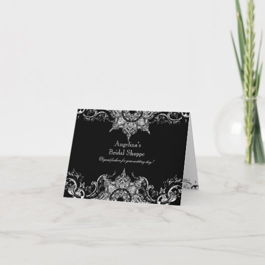 Toile Black n White Damask Swirl Wedding Einladung (Vorderseite)