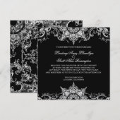 Toile Black n White Damask Swirl Wedding Einladung (Vorne/Hinten)