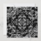Toile Black n White Damask Swirl Wedding Einladung (Rückseite)