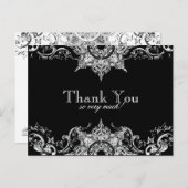 Toile Black n White Damask Vielen Dank Anmerkung P Postkarte (Vorne/Hinten)