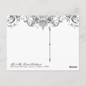 Toile Black n White Damask Vielen Dank Anmerkung P Postkarte (Rückseite)