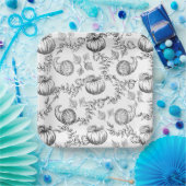 Toile Black Pumpkin 9 in. Platine Pappteller (Party)