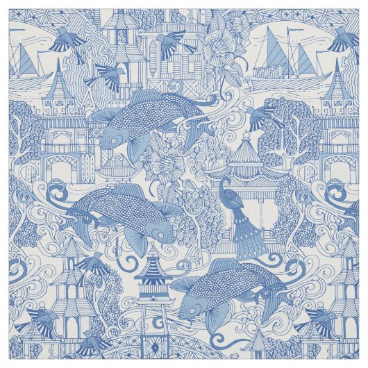 toile Blau des Chinoiserie Stoff (Muster)