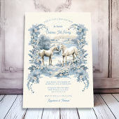 Toile Bloral White Horses Baby Dusche Einladung