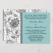 Toile Blue and White Wedding Einladungen (Vorne/Hinten)