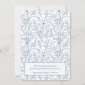 Toile Blue Botanical Line Gezeichnet Babydusche Einladung (Rückseite)