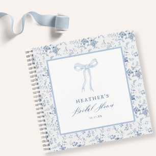 Toile Blue Bow Brautparty Guestbook Notizblock