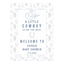 Toile Blue Cowboy Begrüßung Babydusche