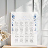Toile Blue Floral Wedding Chart Poster