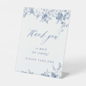 Toile Blue Floral Wedding Danke, dass Sie gekommen Sockelschild (Vorderseite)