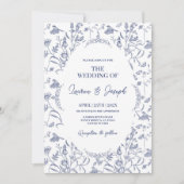 Toile Blue Wedding Einladung (Vorderseite)
