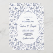 Toile Blue Wedding Einladung (Vorne/Hinten)
