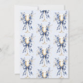 Toile Bow Floral Pearls & Prosecco Brautparty Einladung (Rückseite)