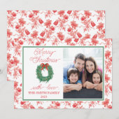 Toile Bow Wreath Weihnachtskarte Einladung (Vorne/Hinten)