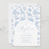 Toile Boy Taufe Safari Chinoiserie Einladung (Vorderseite)