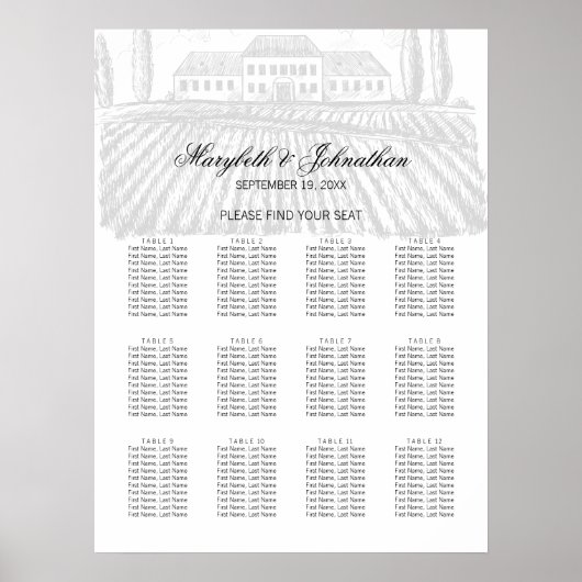 Toile & Calligrafie Hochzeitskarten Poster (Vorne)