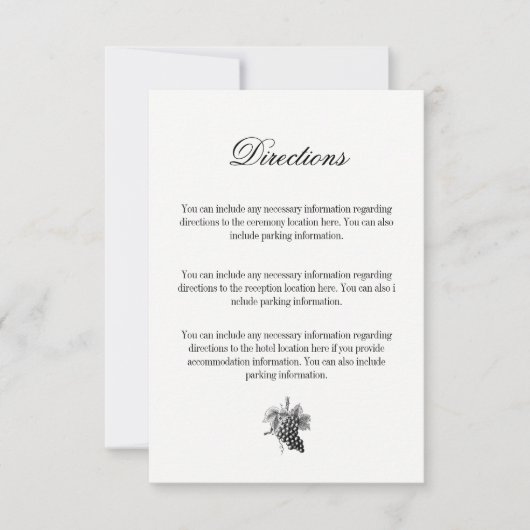 Toile & Calligrafy Wedding Directions Card RSVP Karte (Vorderseite)