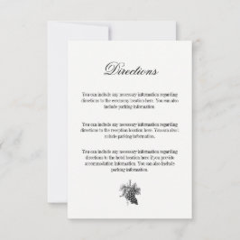 Toile & Calligrafy Wedding Directions Card RSVP Karte
