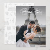 Toile & Calligraphy Wedding Foto Danke Karte (Vorne/Hinten)