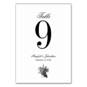 Toile & Calligraphy Wedding Tischnummer Card (Vorderseite)