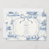 Toile Chic Nautical Bow Wedding Einladung (Vorderseite)
