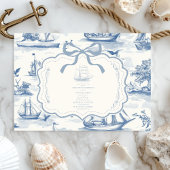 Toile Chic Nautical Bow Wedding Einladung