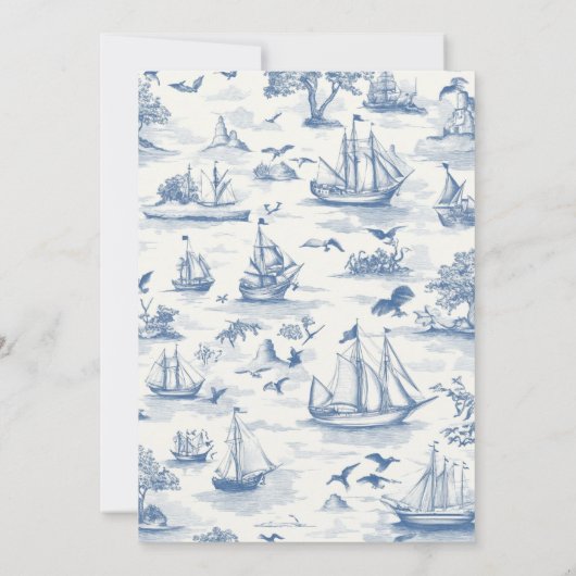 Toile Chic Nautical Bow Wedding Einladung (Rückseite)